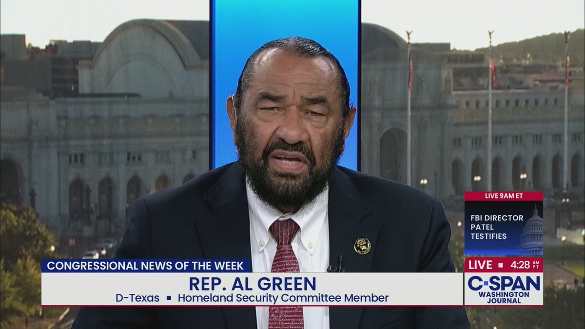 cspanwj's tweet photo. Texas Democrat @RepAlGreen joins us to discuss the latest on the Iran war, the debate on AI &amp; data centers, and congressional news of the week

Watch here: https://t.co/EqoEh1TZgX https://t.co/0ia7rswBeQ