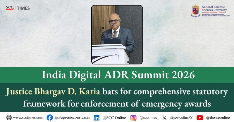 scconline_'s tweet photo. India Digital ADR Summit 2026: Justice Bhargav D. Karia bats for comprehensive statutory framework for enforcement of emergency awards
Read the full report: https://t.co/Q4Rb110uor
#IndiaDigitalADRSummit2026 #DigitalADR #ADR #Mediation #NFSU #IDDRC #AlternativeDisputeResolution https://t.co/thLEnGGE3J