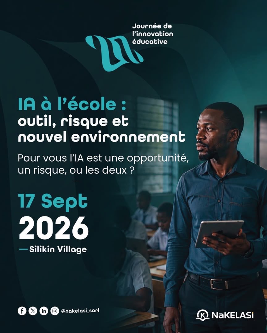 nakelasi's tweet photo. L’IA est déjà à l’école.
La vraie question est désormais de savoir comment nous choisissons de l’intégrer.

Opportunité pour mieux apprendre ? Risque à encadrer ? Ou les deux à la fois ?

C’est l’une des questions qui sera au cœur de la Journée de l’Innovation Éducative.

⏳ Plus que 2 jours.

📅 17 septembre 2026
📍 Silikin Village, Kinshasa
🔐 Participation exclusivement sur invitation.

Selon vous, quelle place l’IA devrait-elle occuper dans l’école de demain ?