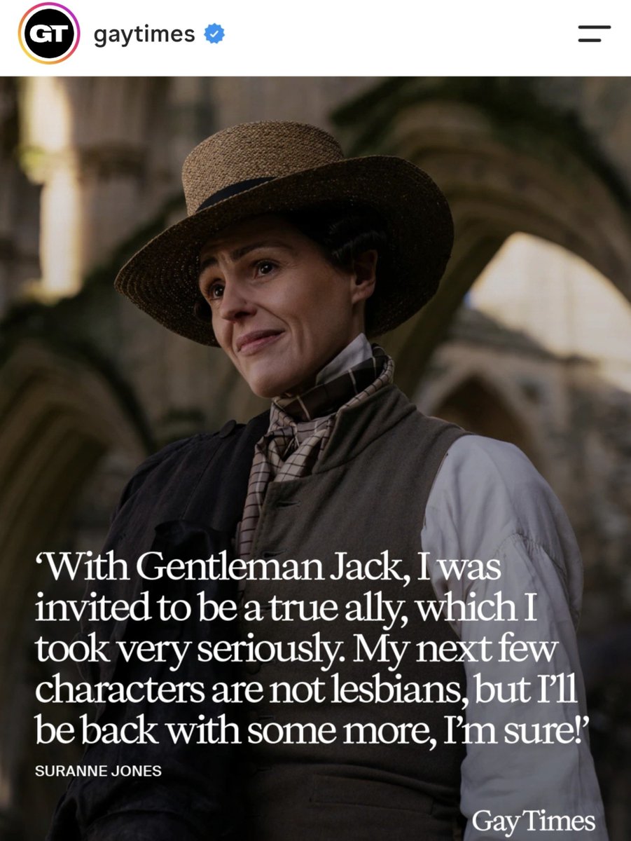 listerwalker's tweet photo. gaytimes posting about gentleman jack and suranne jones' statement!! what is going on https://t.co/j2TBmwd5f1