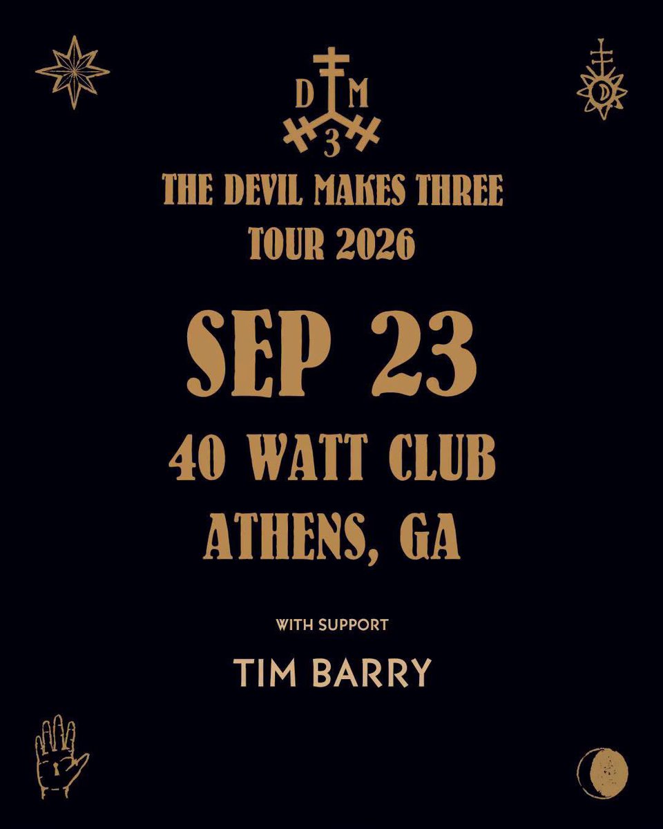 40WattAthens's tweet photo. The Devil Makes Three is coming to the 40 Watt Club next Wednesday September 23rd - Tim Barry opens the show!

🚪 Doors: 7:00 PM - 🎶 Show: 8:00 PM

🎟️ $35 - Direct Ticket link Below :  https://t.co/ctQZlxX4VD https://t.co/D4ALcIFDcN