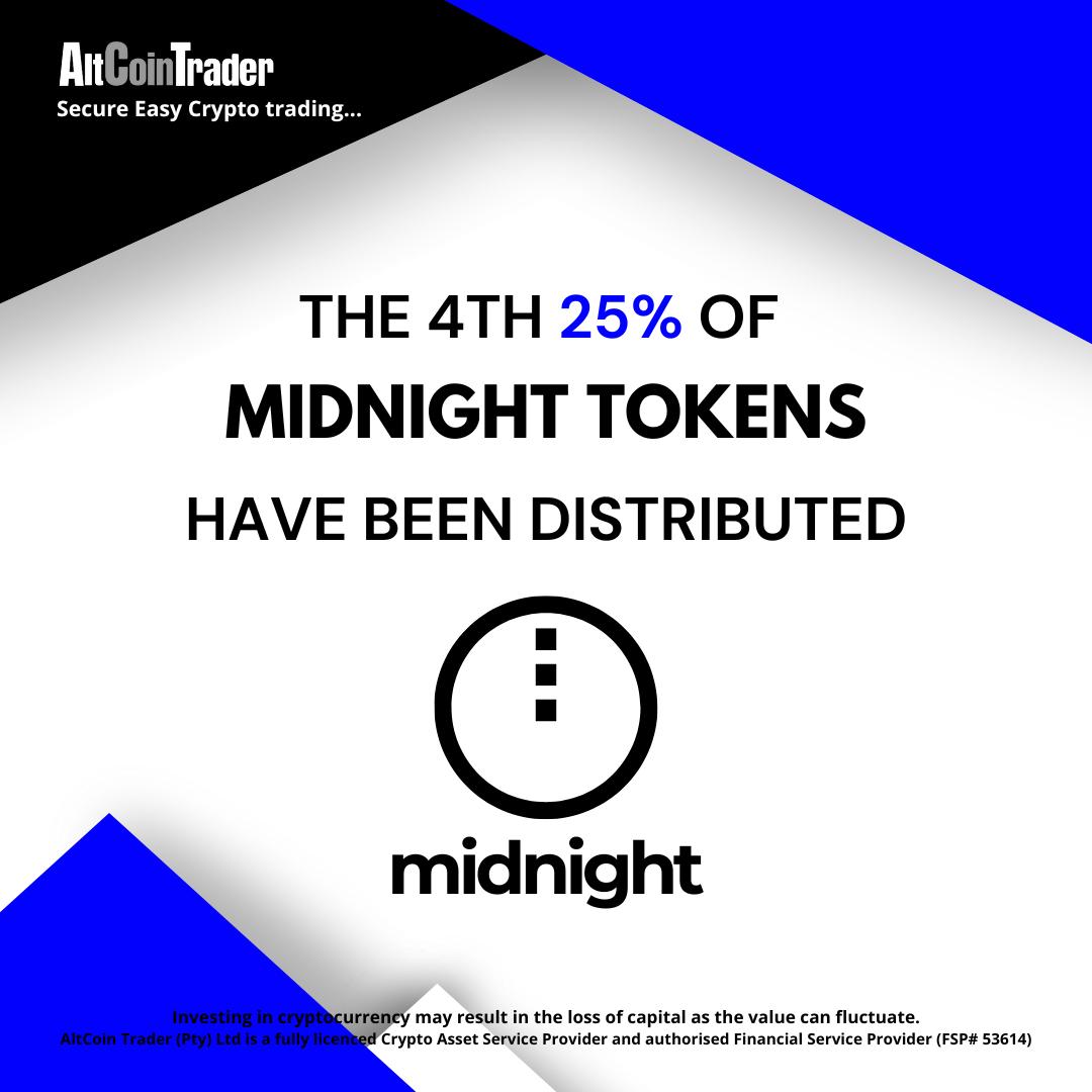 AltCoinTraderSA's tweet photo. Congratulations to those users that qualified. The fourth and final Midnight Airdrop has been allocated to your accounts. https://t.co/okJj10XAVA