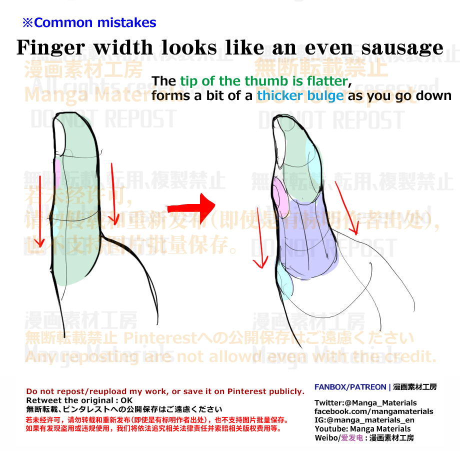 MangaMaterials2's tweet photo. PERSONAL NOTE: Tips for Drawing Hands / Finger Thickness
Movement of the Fingers #01
Patreon
https://t.co/L3FYj2OvVE
FANBOX
https://t.co/61PWM89eop
Hand/Wrist: Summary of the common mistake
Patreon
https://t.co/h0skF0LaDd
FANBOX
https://t.co/kFdAV37GCU
#Drawingtips https://t.co/wyWq0U9ggS