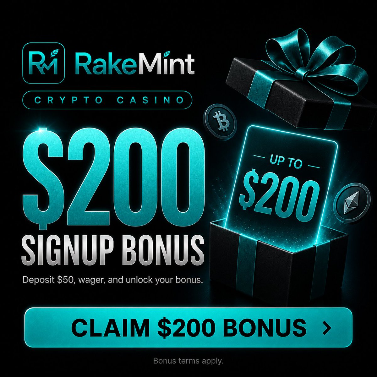 Rakemint_real's tweet photo. New to @Rakemint_real Crypto Casino? Get up to $200 Welcome Bonus.

Deposit $50, meet the wagering requirements, and unlock your bonus.

https://t.co/YoYoM4NJFC

18+ | T&amp;Cs apply | Play responsibly. https://t.co/PZUfKT7KnC