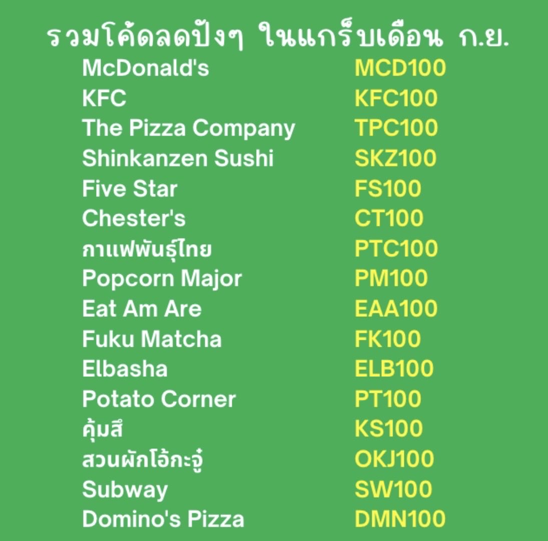hergry_'s tweet photo. โค้ดลดแกร็บฟู้ดปังๆ เดือนกันยา รวมมาให้เรียบร้อย ใครจะสั่งร้านไหนเลือกใช้โค้ดได้เลยยย!

ปล. โค้ดใช้ได้ถึง 24 กันยานี้น้าาา ตำด่วนน https://t.co/Gzt4EHTLRx