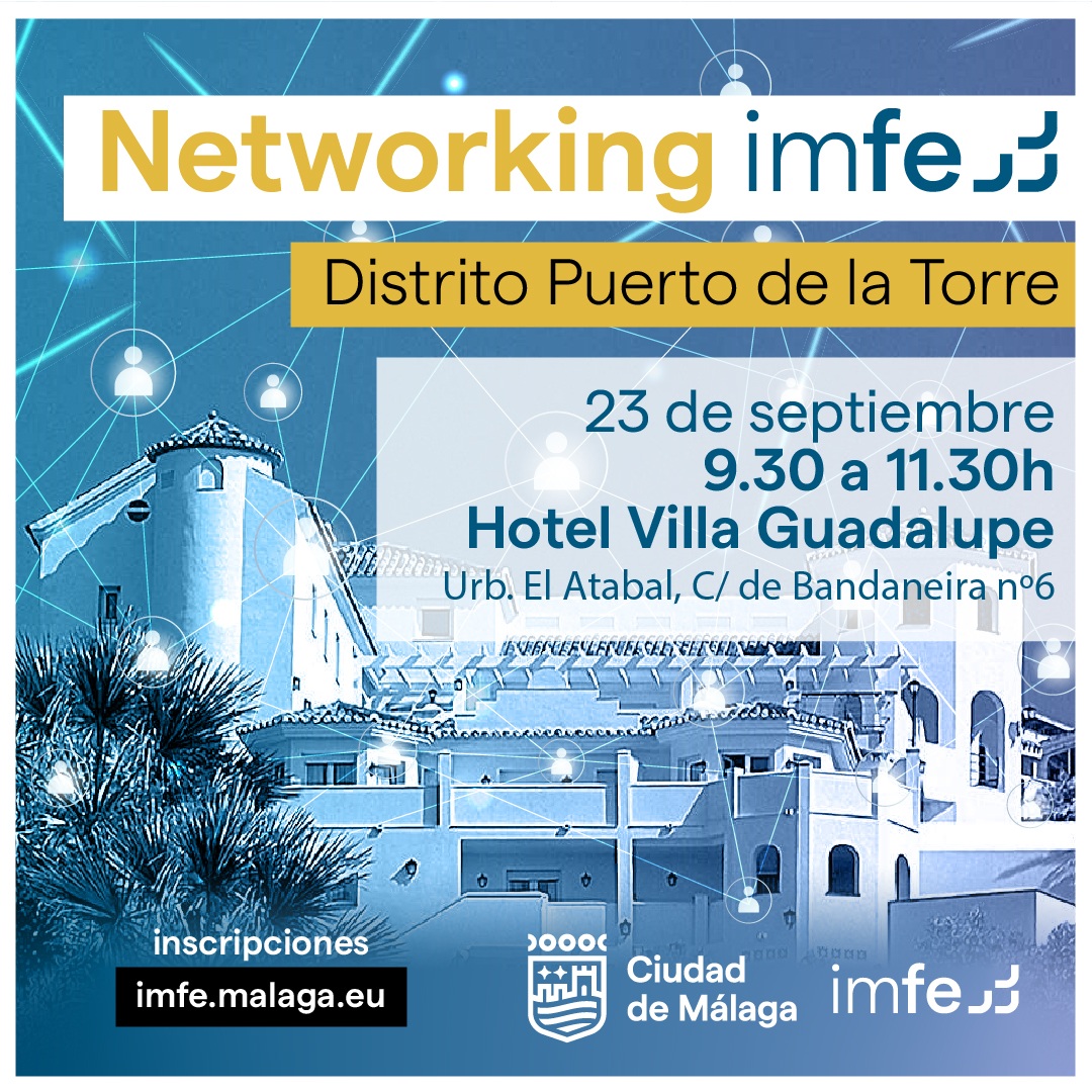 malagaimfe's tweet photo. 🤝🏼 Conecta en nuestros próximos #networking #IMFE en Puerto de la Torre y Cruz de Humilladero.

📅 23 de septiembre
📌 Hotel Villa Guadalupe
⏰ De 9:30 a 11:30h
ℹ️ +info: https://t.co/JYGeLzQ74G

📅 1 de octubre
📌 @ICOFMA 
⏰ De 9:30 a 11:30h
ℹ️ +info: https://t.co/gQcSLro2ei https://t.co/4kkiO2o5Mv
