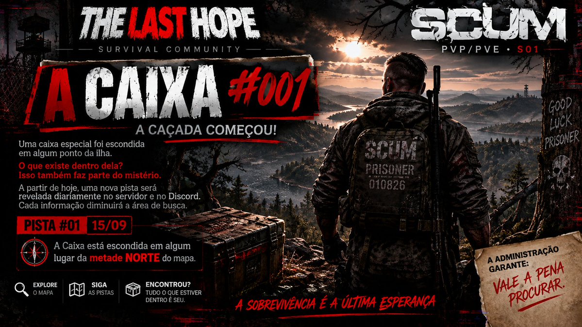 tlhsurvival's tweet photo. 📦 A CAIXA #001 COMEÇOU!
Uma caixa especial está escondida na ilha.
🔒 O conteúdo? Segredo.
📡 Nova pista todos os dias.
🏆 Encontrou primeiro? Tudo dentro é seu.
🟢 PISTA #01:
🧭 Está em algum lugar da metade NORTE do mapa.
🔥 Vale a pena procurar.
#SCUM #TheLastHope #SCUMBrasil https://t.co/BjBnGh6vb0