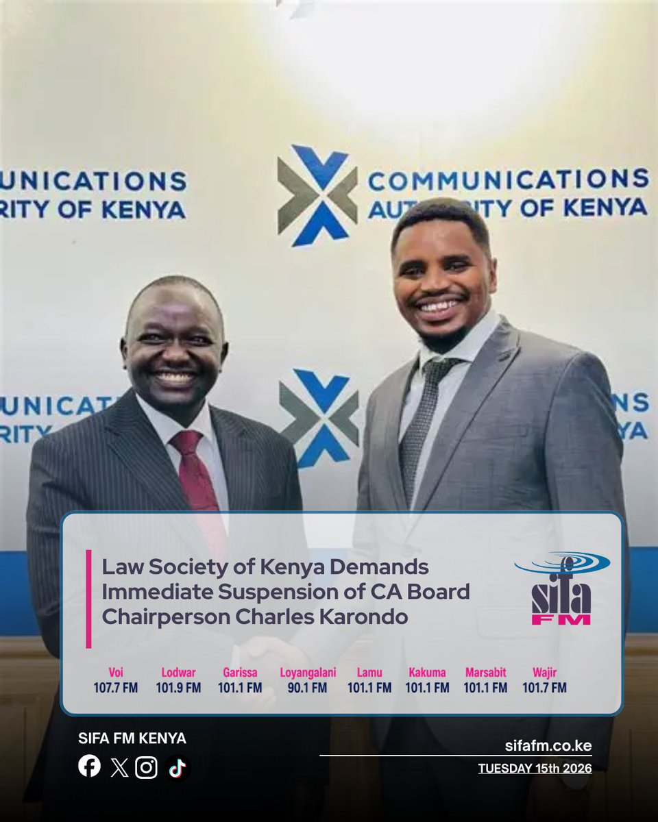sifafmvoi's tweet photo. #LSK #CharlesKarondo #CommunicationsAuthority #OlKalou #OlKalouByElection #KenyaPolitics #ElectionIntegrity #ElectoralConduct #KenyaLaw #KenyaNews https://t.co/Sz1nvn5Xhg