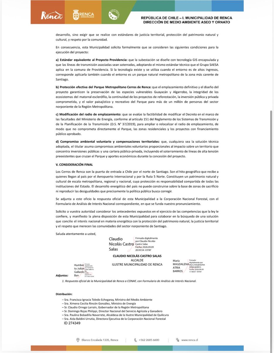 cn_castro's tweet photo. Ya enviamos nuestro pronunciamiento formal a @conaf_minagri, al @MinEnergia, al @MMAChile, al @GobSantiago, a la @muniquilicura, y a todas las autoridades que deben pronunciarse sobre este proyecto.

No a las torres en nuestro Parque💚⛰️ https://t.co/GT9ootkCLA