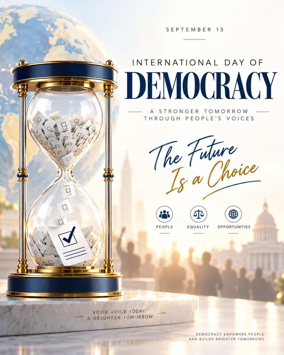 the_globalicon's tweet photo. ⚖️🌍 Strong democracies are built on trust, accountability &amp; institutions that serve the people

On the International Day of Democracy, let’s reflect on the importance of transparency, responsible leadership the rule of law &amp; institutions 

#InternationalDayOfDemocracy #Democracy https://t.co/x9A5RplVkF