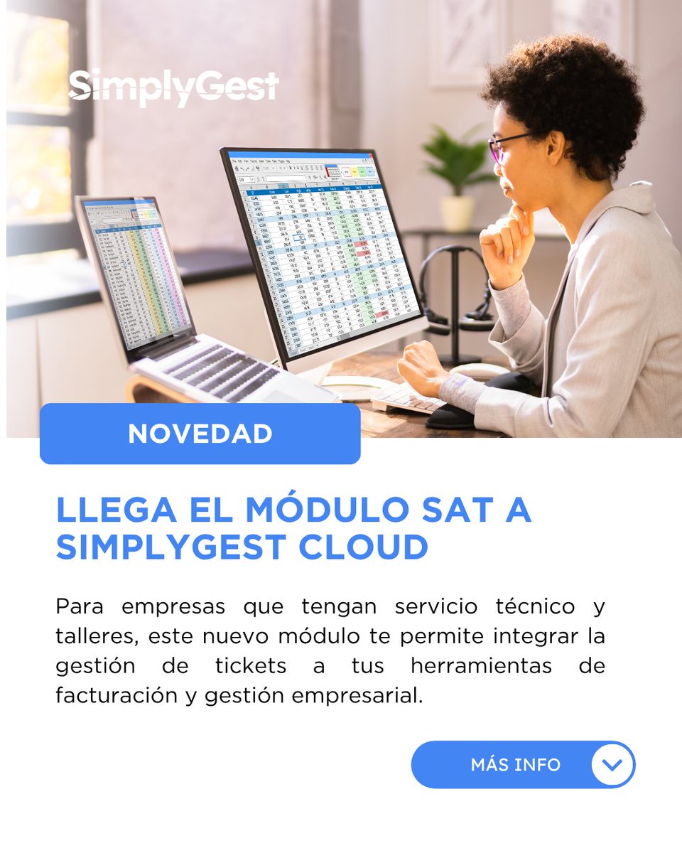 simplygest's tweet photo. 🛠️ Reparaciones, incidencias, partes de trabajo, presupuestos y facturación, todo desde un mismo entorno.

💻 Descubre el nuevo Módulo SAT de SimplyGest Cloud, pensado para talleres y servicios técnicos.

#SimplyGest #ModuloSAT #ServicioTecnico https://t.co/VE1nwta7k1