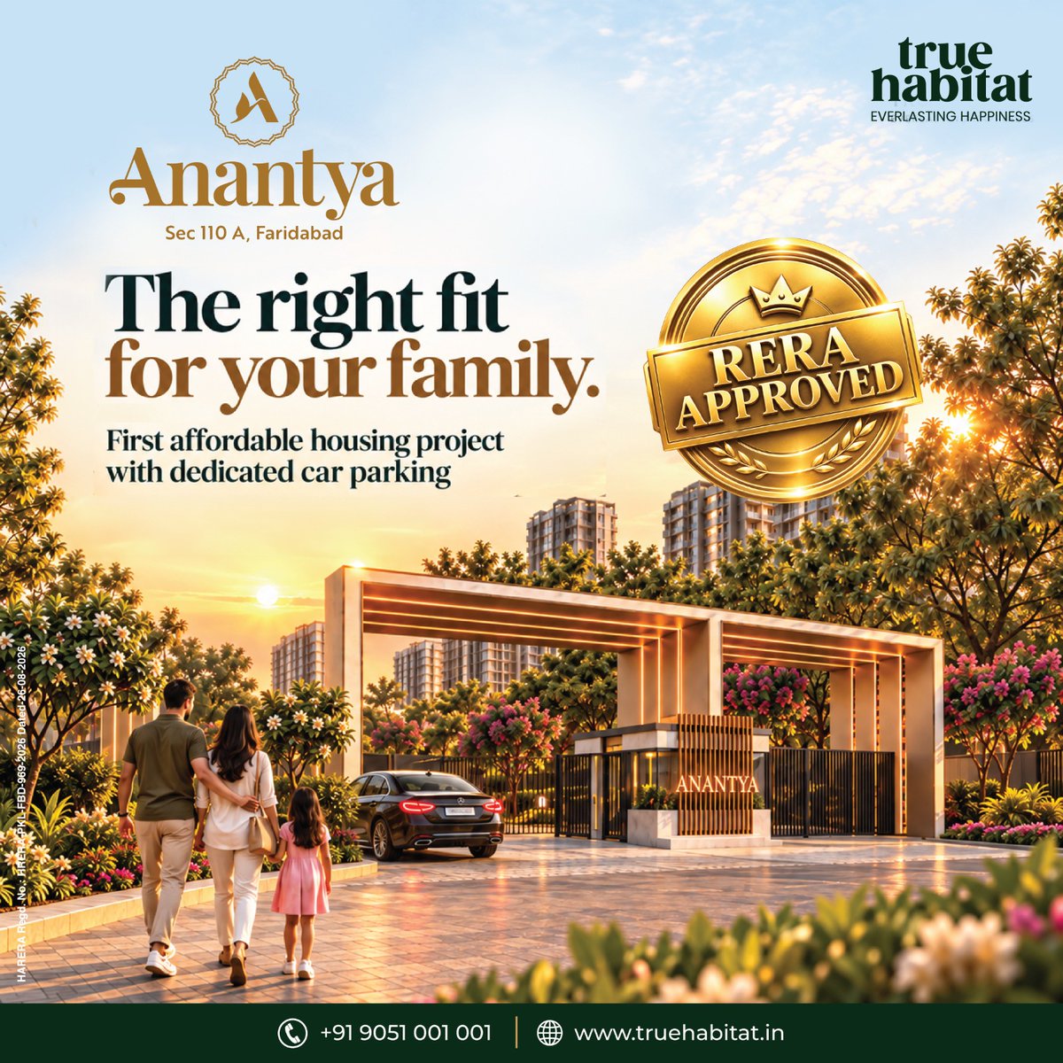 True_Habitat's tweet photo. The right fit for your family 🏡 Anantya, Sec 110A Faridabad — RERA Approved affordable homes with dedicated car parking. 
#Anantya #RERAApproved #CarParking #Faridabad https://t.co/7rdNlWxG1h