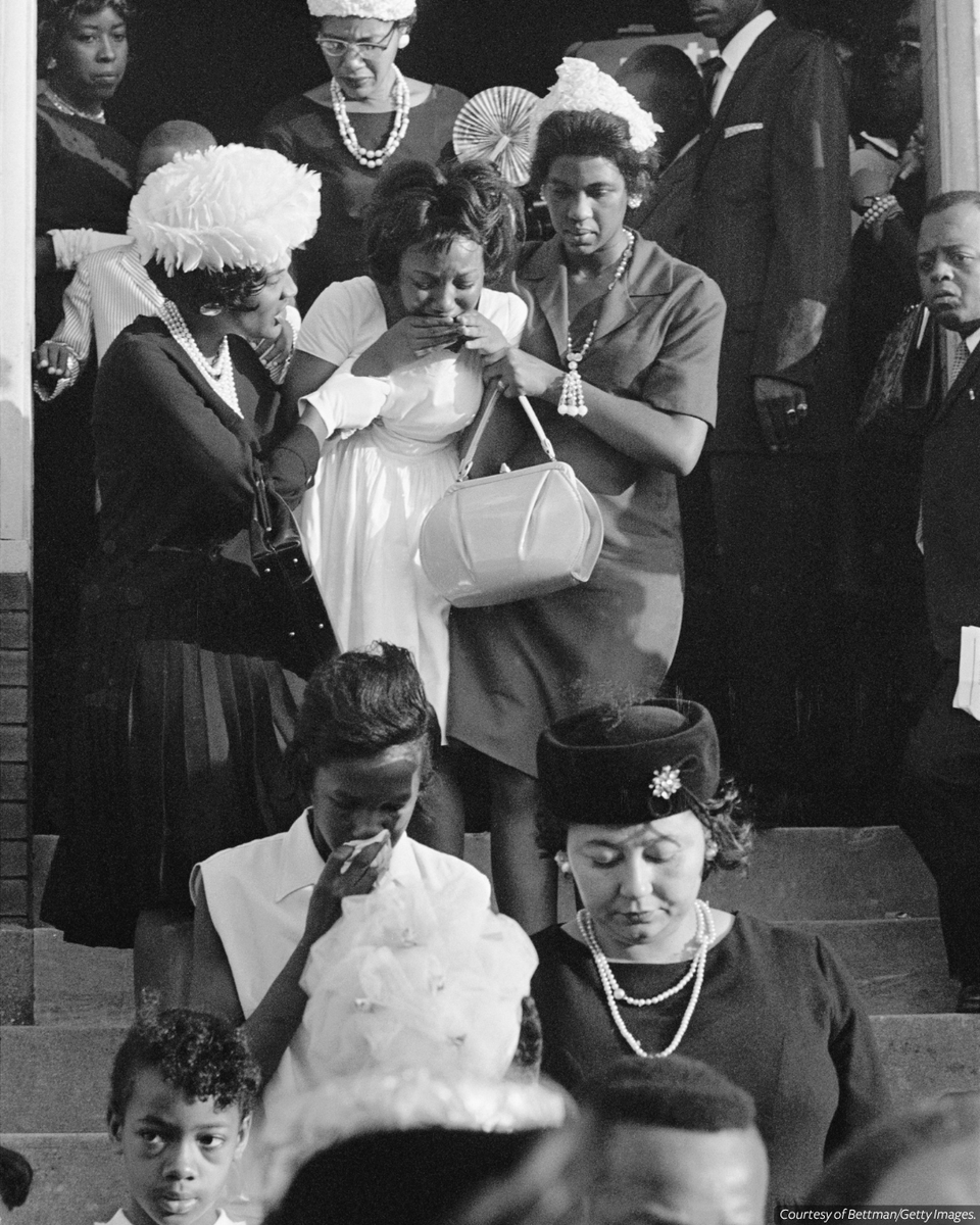 NMAAHC's tweet photo. #OnThisDay in 1963, a bomb planted by the Ku Klux Klan ripped through 16th Street Baptist Church killing four little girls. The tragedy marked the third bombing in 11 days in Birmingham, Alabama following the federal order of Alabama school integration. #ANationsStory https://t.co/MfaC2EJ1Kp