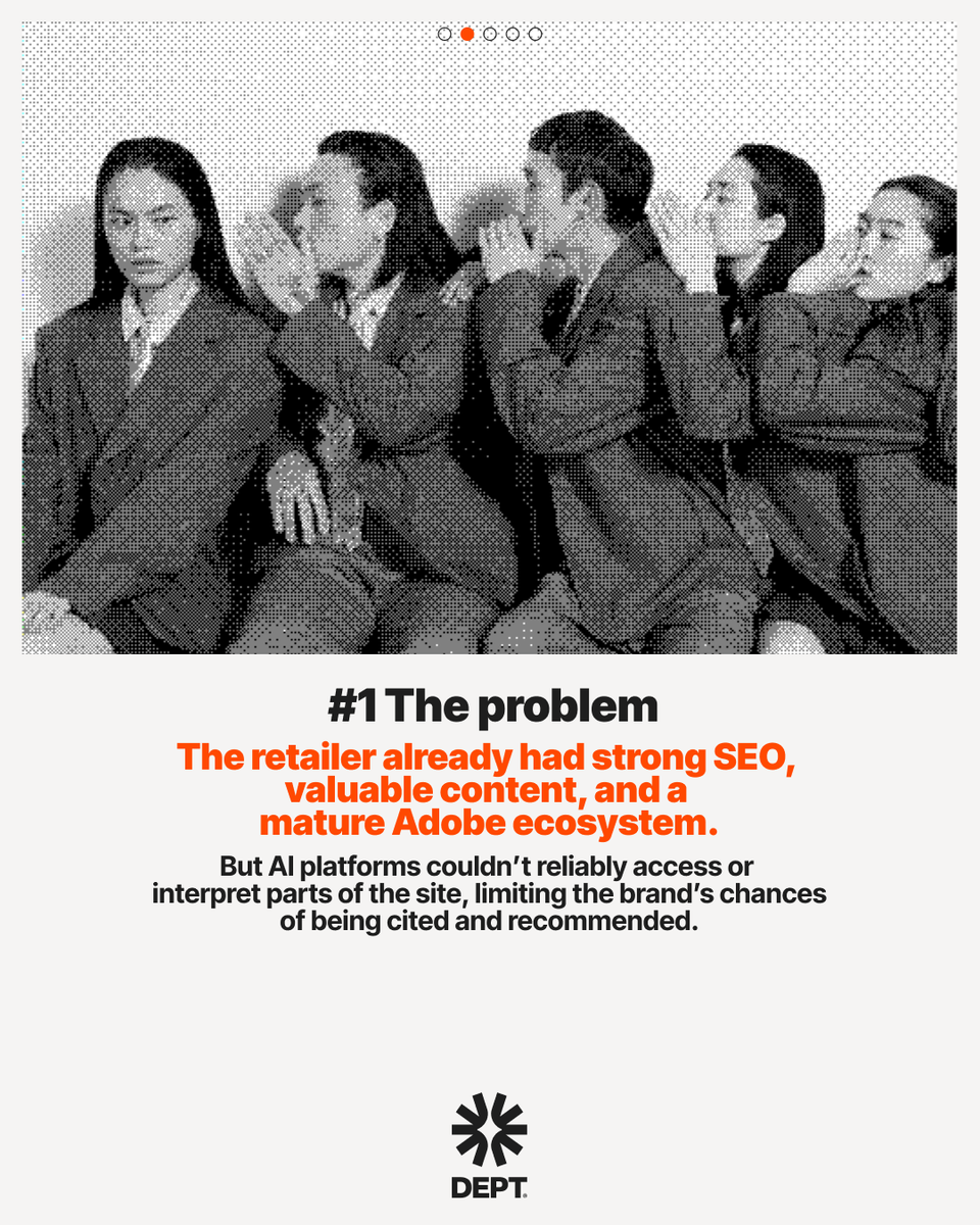 dept_global's tweet photo. Strong SEO doesn’t guarantee #AIvisibility. Using Adobe LLM Optimizer, we helped a major electronics retailer map AI discovery and ensure that AI systems were able to reliably recommend their content. https://t.co/LLgssmXYhc https://t.co/q5Znqdqbt1