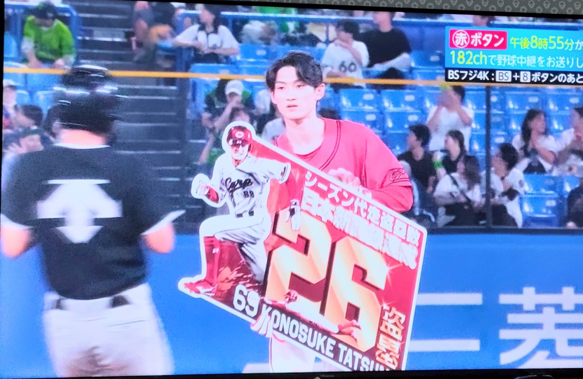 6231111's tweet photo. 辰見 鴻之介選手
シーズン代走盗塁日本新記録達成！！！
おめでとう👏
このまま勝つぞ！！カープ！！！ https://t.co/dNwzTHafT7