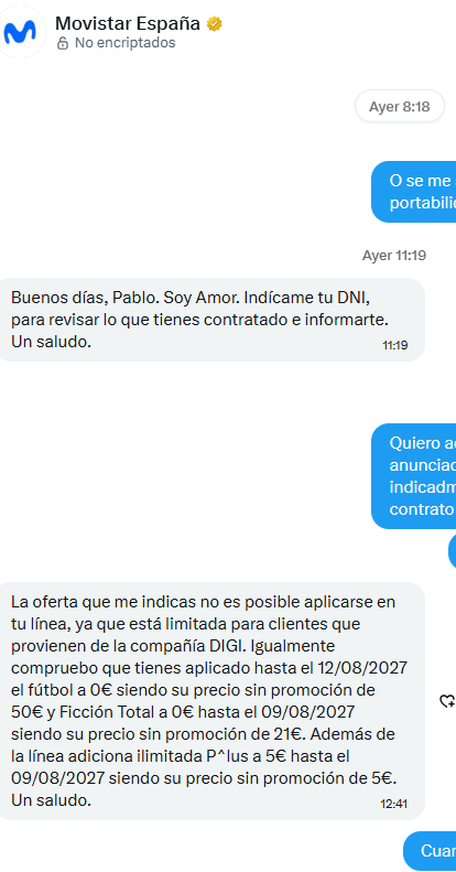 PablesVelo's tweet photo. @movistar_es @vicenft1983 Respuesta de Movistar. Solo para clientes de DIGI. https://t.co/y6q6dX20iy