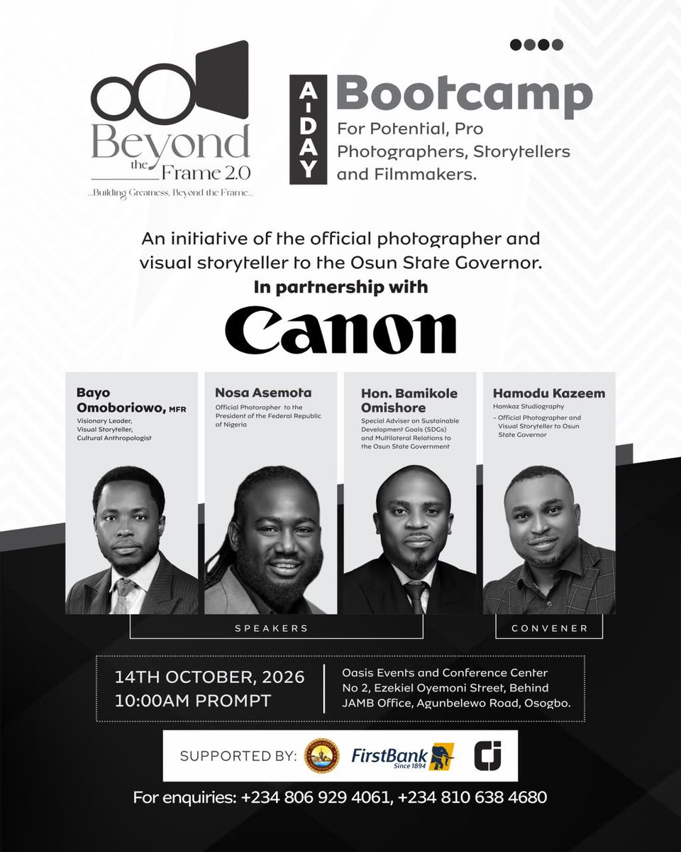 MrBanksOmisore's tweet photo. Looking forward to another impactful training session to be led by @Studio_hamkaz the official photographer to Governor Ademola Adeleke @AAdeleke_01 

Also looking forward to sharing the stage with @BayoOmoboriowo and Nosa Asemota https://t.co/3HzSyiJ97L