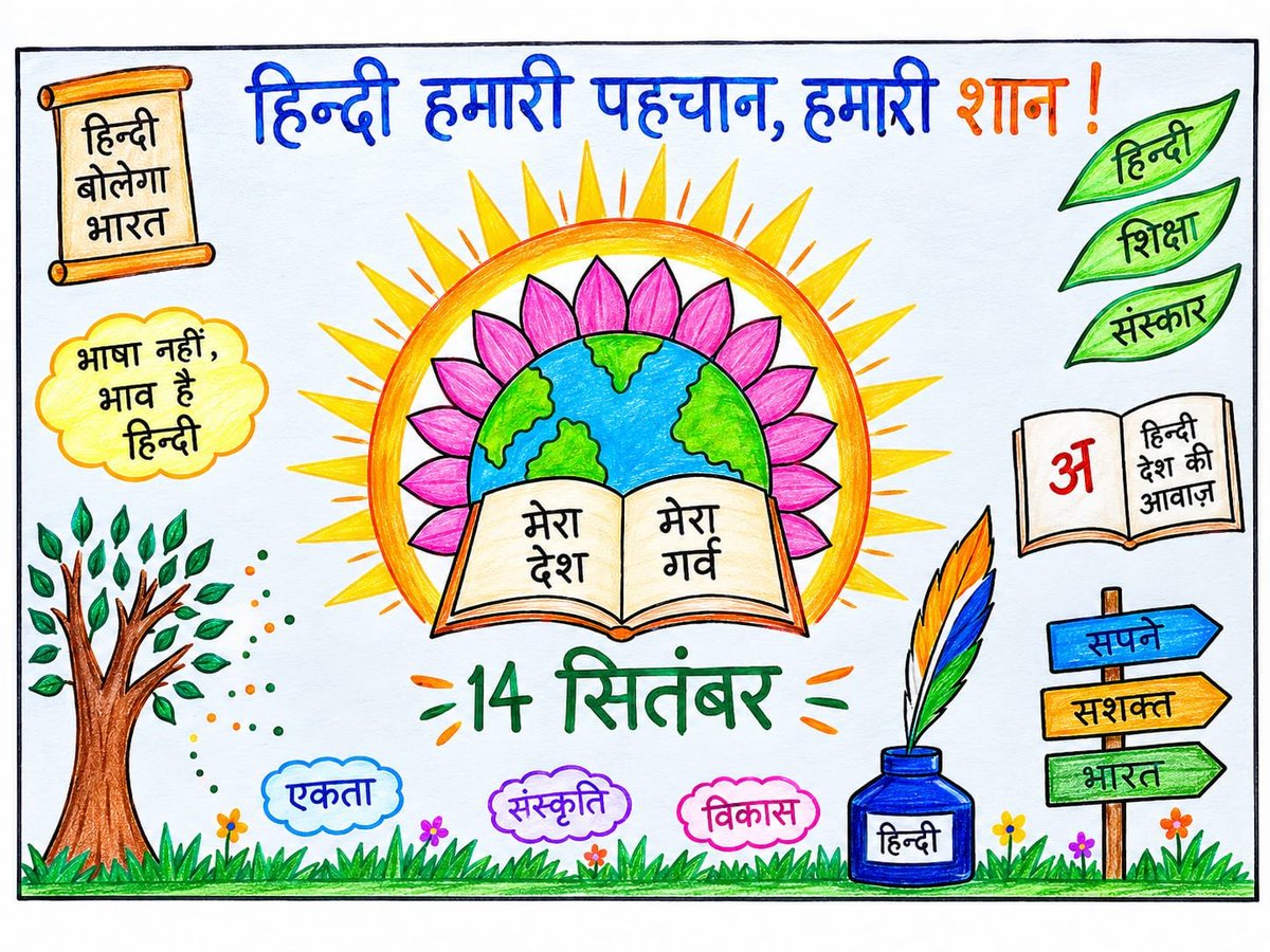 UBArea_IA's tweet photo. शब्दों में शक्ति। भाषा में पहचान। हिंदी में हिंदुस्तान! 🇮🇳
#HindiDiwas पर #IbexGunners ने राजकीय इंटर कॉलेज, नरेंद्र नगर में “हिंदी – हमारी पहचान, हमारी शान” विषय पर पोस्टर मेकिंग प्रतियोगिता आयोजित की।
नन्हे कलाकारों ने रंगों और विचारों से हिंदी के प्रति अपना गर्व, रचनात्मकता और भावनाएँ उकेरीं। उत्कृष्ट प्रतिभागियों को उपहार व प्रमाण-पत्र देकर सम्मानित किया गया।
अपनी भाषा पर गर्व, अपनी विरासत पर अभिमान—यही है सशक्त भारत की पहचान!
#IndianArmy #हिंदीदिवस #HindiDiwas #IbexGunners #हिंदीहमारीपहचान #PosterMaking #Art #RadioIbexTarana
@adgpi @panchshulpulse @PRODefDehradun @suryacommand @IbexRadioTarana @radioibextarana @voiceofspiti @voiceofkinnaur @ProDefLko @SpokespersonMoD @DefMinIndia