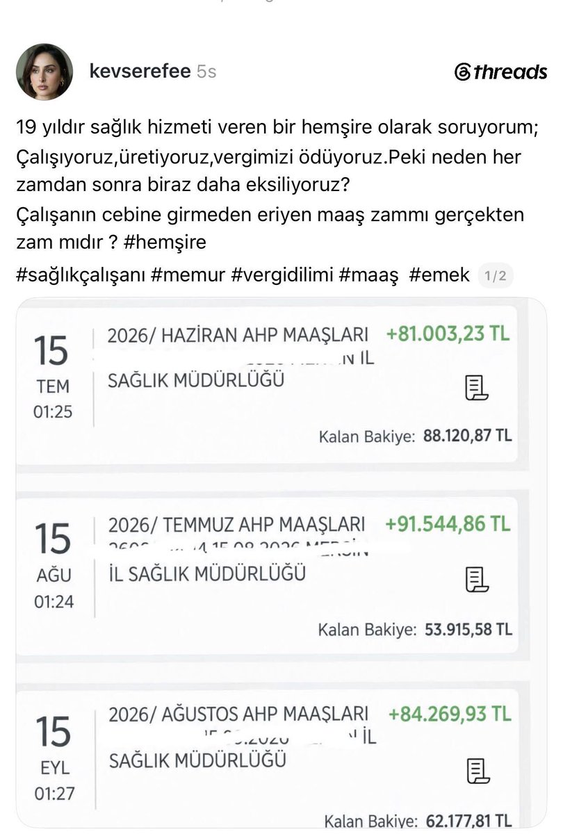 onedio's tweet photo. 19 yıldır hemşire olarak çalıştığını belirten bir kadın, eylül ayında eline geçen maaşa isyan etti:

"Çalışanın cebine girmeden eriyen maaş zammı gerçekten zam mıdır?" https://t.co/wGqgWHpnQe