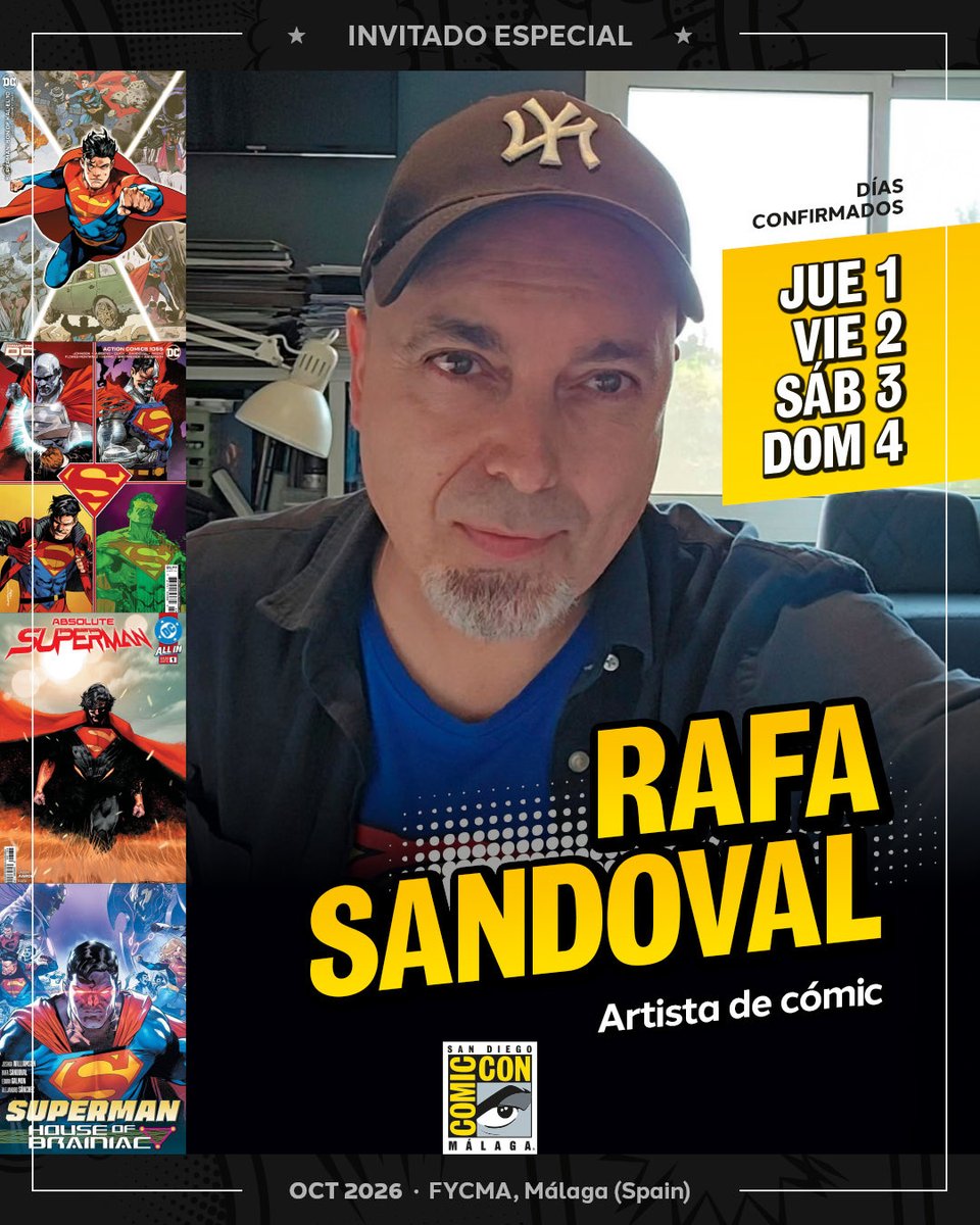 comicconmalaga's tweet photo. 🇪🇸 De la animación a las páginas de Marvel y DC, ¡el artista Rafa Sandoval es el próximo invitado a San Diego Comic-Con® Málaga 2026!

🇬🇧 From animation to the pages of Marvel and DC, artist @RafaSandoval75 is the next guest at San Diego Comic-Con® Málaga 2026! https://t.co/QZQQqnxDOH