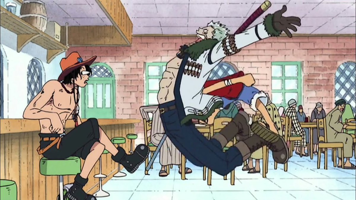 davelarry96's tweet photo. @JansenCTP19 Logias are tangible unless they consciously and actively use their power to become intangible. For example, in Alabasta Luffy ran into Smoker and Ace, and they both went flying through a wall even though they're both logias. So Ace can allow himself to be tattooed if he wants https://t.co/JrKzByZK3p