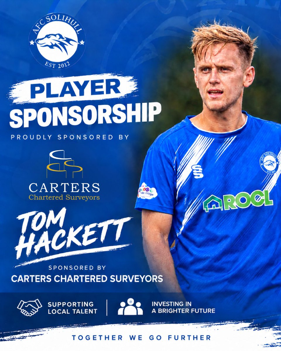CarterSurveyors's tweet photo. We're thrilled to sponsor Tom Hackett of AFC Solihull! 

Supporting local talent and community sports is what we stand for. Best of luck this season, Tom!

📧 0121 663 1182  
📞 admin@carterssurveyors.co.uk  
.
.
#CartersSurveyors #AFCSolihull #LocalSport https://t.co/XmSbVaqLAy