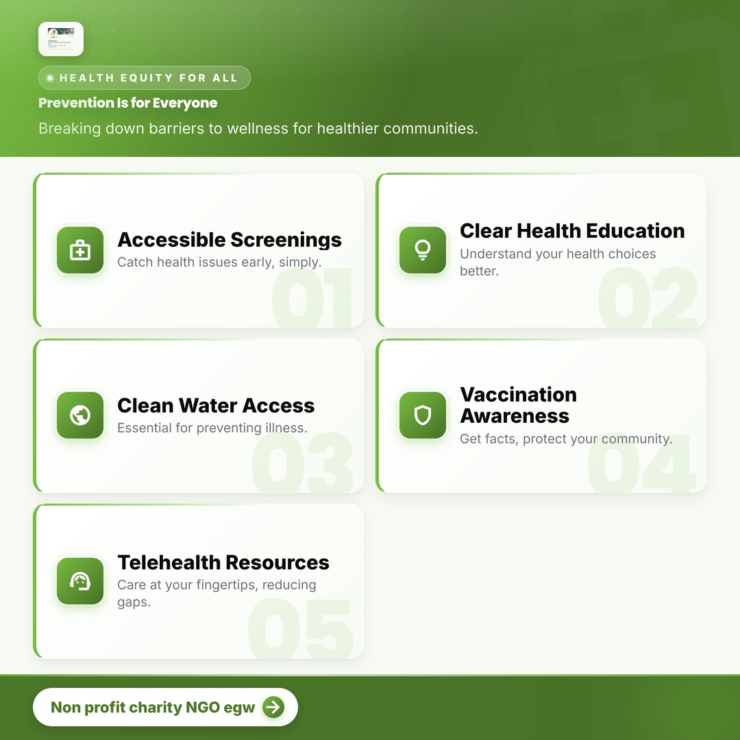EzcareGlobal's tweet photo. As a Non profit charity NGO egw, we believe clear health education and preventive resources should reach every community. #HealthEquity #CommunityHealth #Prevention #GlobalHealth #AccessibleCare #EZCareGlobal https://t.co/M8ZxshcaYt