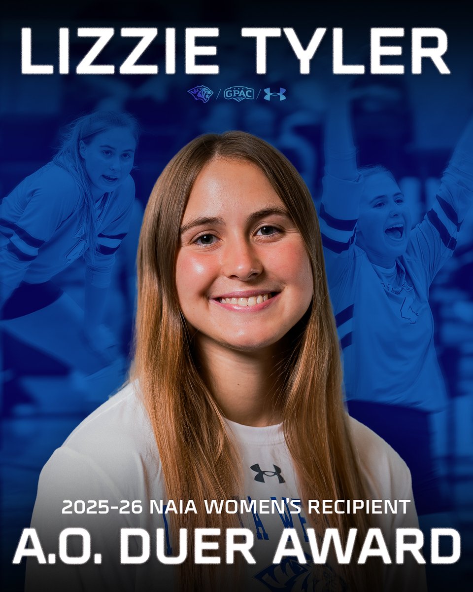 dwtigers's tweet photo. Mitchell's finest takes home the women's award for the NAIA's most prestigious honor!

Congratulations to Lizzie Tyler on being named the @NAIA Women's A.O. Duer Scholarship Award winner for the 2025-26 school year! 🏅

📰 https://t.co/tojXYITmyC

#BleedBlue | @DakotaWesleyan https://t.co/AA3xyHm0iI