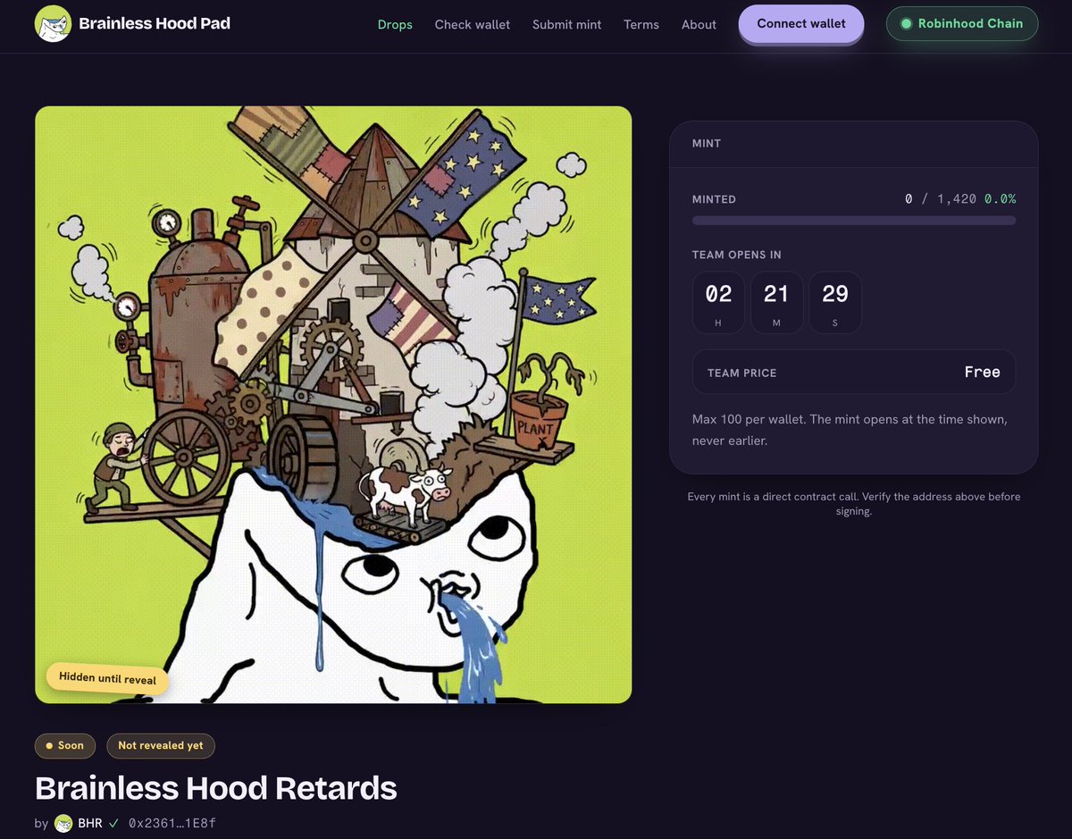 bhretards's tweet photo. MINT SOON

The time is almost here. 

Mint link and countdown:
https://t.co/Sd0SWOKcyS

We’ve got a surprise utility feature that we’ll announce after we sell out. 👀

Reveal: 24 hours after the mint.

Get ready, retards. See you at 15:00 UTC. https://t.co/FpAkkpHFjD