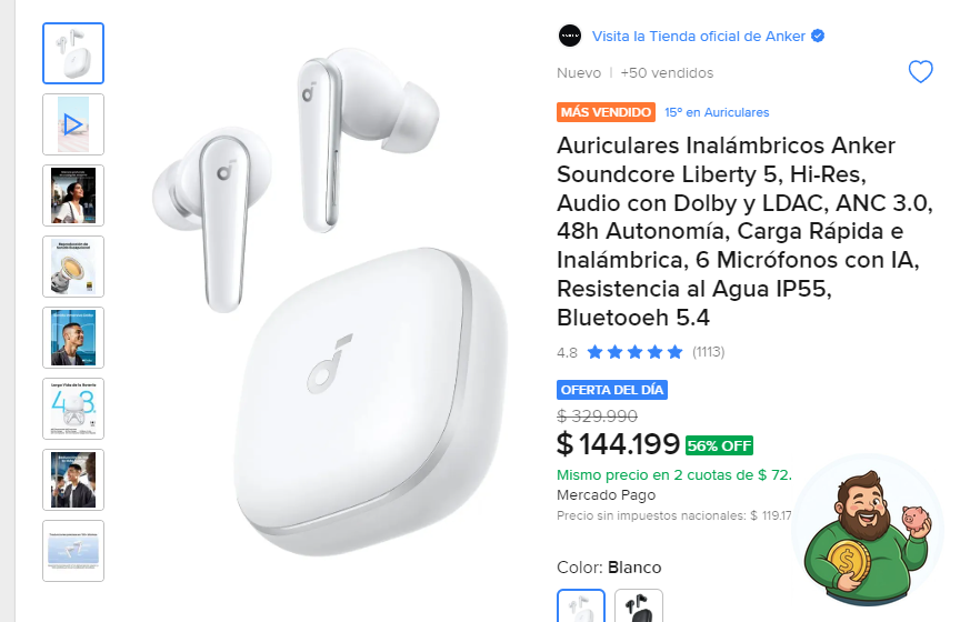 elgordoahorros's tweet photo. 🚨 ¡Mirá este preciazo que se va volando! 💨

Auriculares Inalámbricos Anker Soundcore Liberty 5, Hi-Res, Audio con Dolby y LDAC, ANC 3.0, 48h Autonomía, Carga Rápida e Inalámbrica, 6 Micrófonos con IA, Resistenci… a $ 144.199

Antes $ 329.990 · -56% OFF

https://t.co/0GIPptU0UY https://t.co/ofFA96HRfe