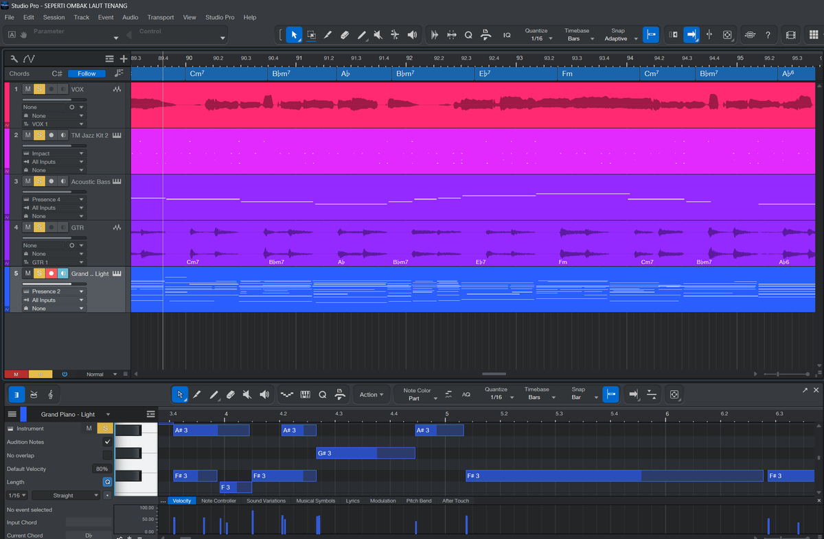 gmusic95's tweet photo. Dengerin aja lagunya gais, bukan lagu AI kok wkwk orang bikinnya beneran, btw ini project file yg ada di gue (jadi sound yg dipake juga masih ada yg beda dari lagunya), file gitarnya juga blm final. 
yg dari studio blm dikirimin gambar projectnya (ga pernah minta juga soalnya buat apa biasanya).  
Dengerin aja itu drumnya masih berantakan, bassnya blm rapih. yang udah rapi ya yg udah jadi.. 
Mungkin ini jadi percontohan juga ya soal tuning, treatment vokal dll yang lagi rame juga.  
Jujur gw anaknya ga suka/jarang dokum foto2 karna emg kalo udh fokus mah yg lain udah lupa. 
Tapi makasih deh kalo ada yang ngira lagu AI, berarti emg udah bagus banget yah😋