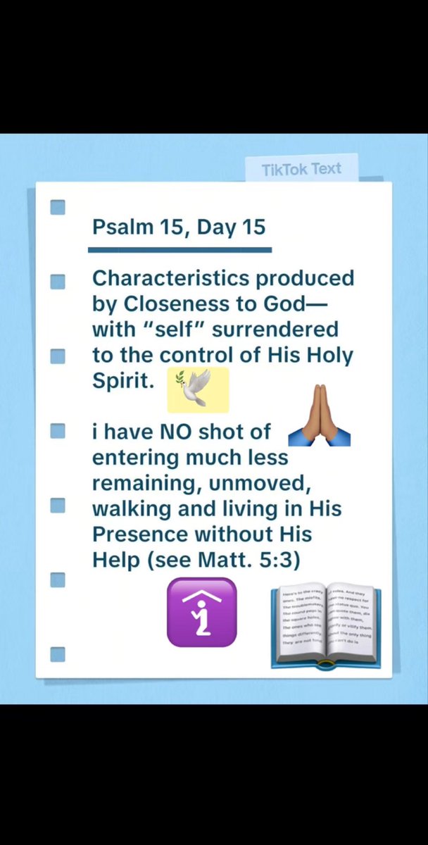 UkeDude4Jesus's tweet photo. #Psalm 15 #Day 15 #Surrender self to His #Spirit and walk in Closeness to #God #WestTexas #MidlandTx #OdessaTx https://t.co/RnwLq7w27y