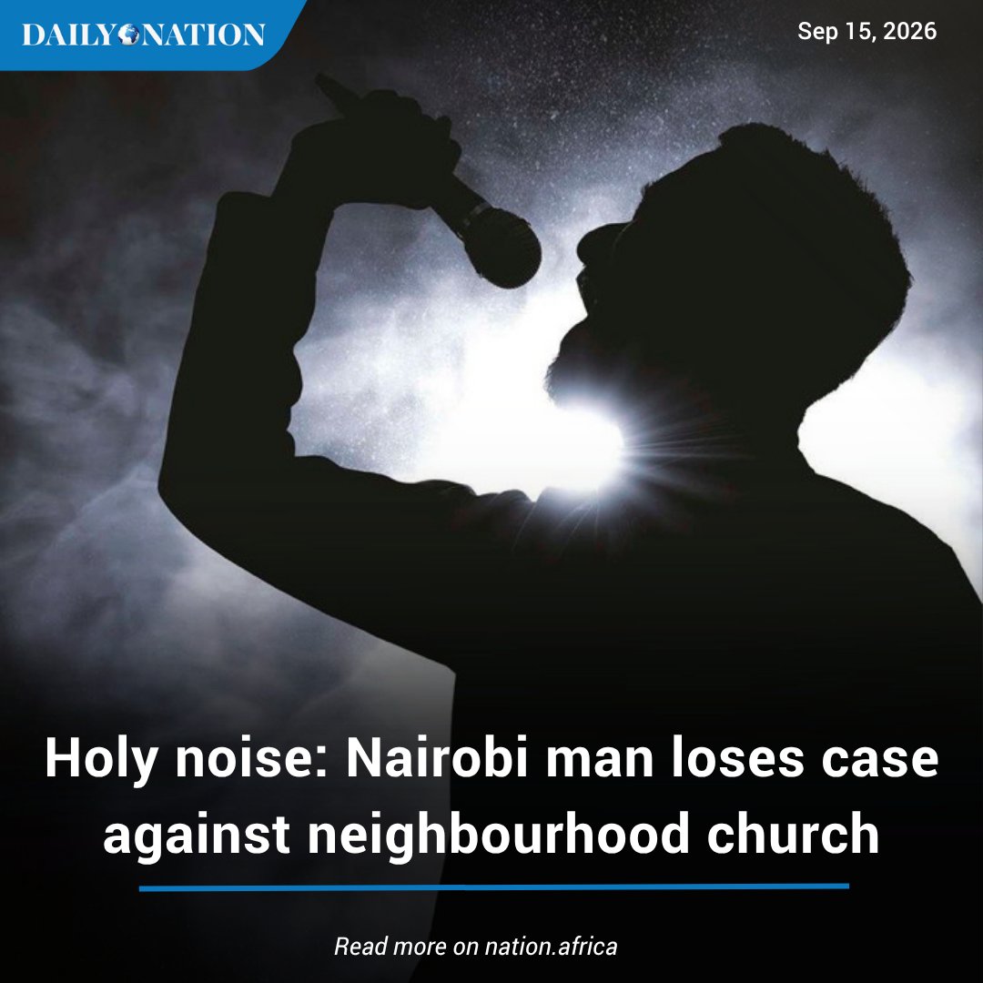 NationAfrica's tweet photo. A Dandora resident has lost his case against a church he accused of subjecting his family and neighbours to excessive noise, after a Nairobi court found that he had failed to provide evidence proving the allegations.

George Wachira had sued Pastor Benson Nyawira, the managing minister of Word and Faith Holy Ministries, Nairobi City County and the National Environment Management Authority (Nema), claiming that activities at the church were making life unbearable for him, his family and tenants.

Read more: https://t.co/ocwe1NwzEy