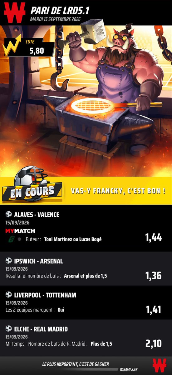 Lrds135's tweet photo. Fun du jours 💫💫

Cote @42,81 🔥
Cote @5,80 🔥

#teamparieur #fun #gambling #betclic #fdj #win #winamax #bet https://t.co/1y2TB0tikq