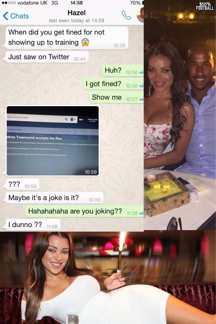 FootballHQ's tweet photo. Never forget when Andros Townsend’s missus thought he’d been fined after seeing a Football Manager screenshot 😂😂😂 https://t.co/yMLO8OQwYt
