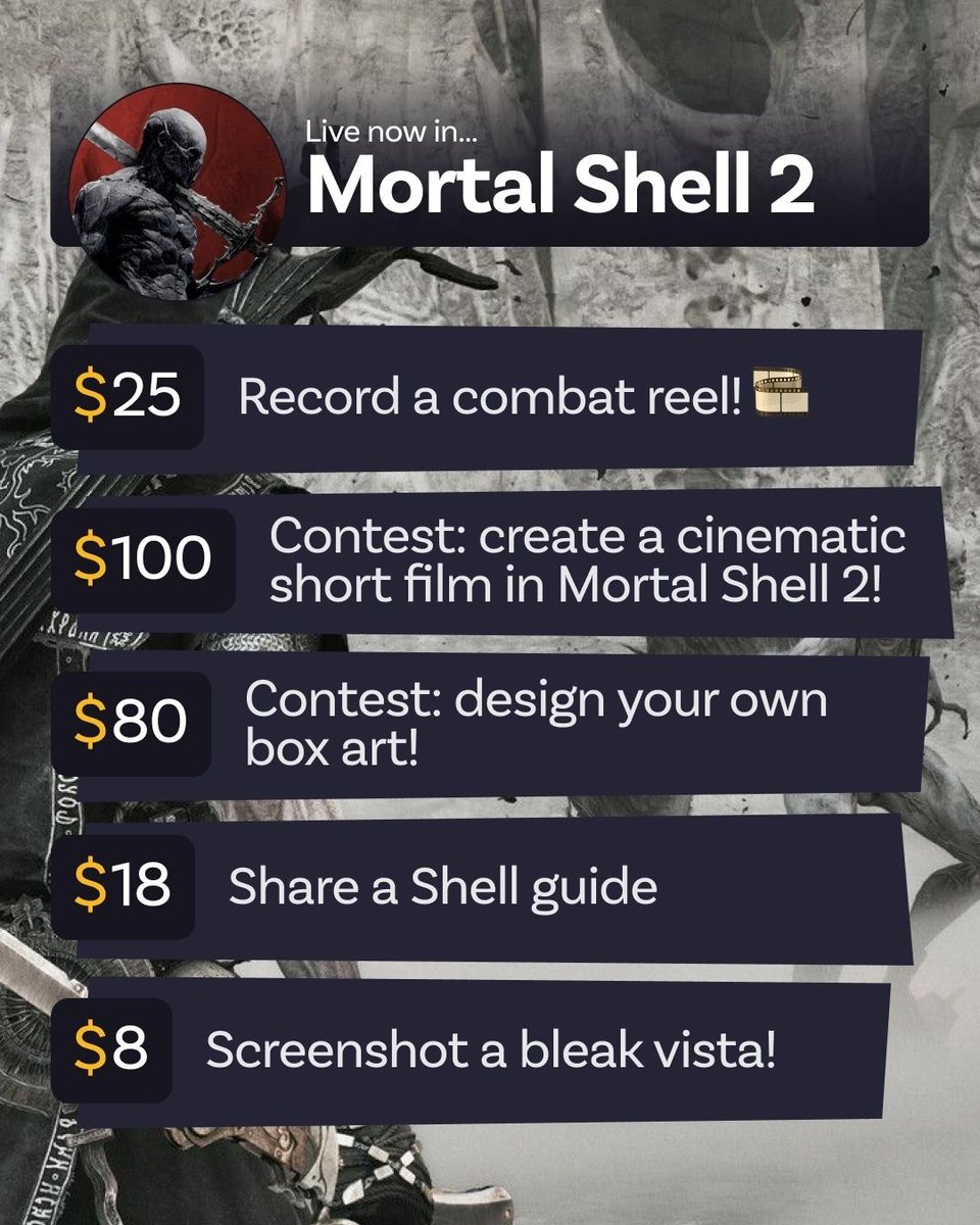 JustAbout__'s tweet photo. Introducing: Just Mortal Shell II! 

We've got a fantastic selection of content creation rewards for this game-changing Soulslike. Discover more challenges and get involved at https://t.co/Y0Y52sheXo 

#MortalShell2 #JustCreators @MortalShellGame #Gaming https://t.co/y0yjRNgSQe