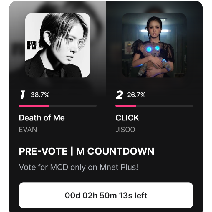 EvanVoting's tweet photo. [🗳] MNET PLUS: MCOUNTDOWN PRE-VOTE

MCOUNTDOWN Pre-Vote ends tonight at 11:59 PM KST!

Don’t forget to cast your final votes for Death of Me. Let’s finish strong and keep Evan at #1 in the pre-vote until the very end! 

🗳: 1 acc or 5 votes per device only
🔗: https://t.co/bdzUqiE2Q8
🗓:  September 15 (11:59 PM KST)

#EVAN #에반 @h_evva_n @evan_officialJP