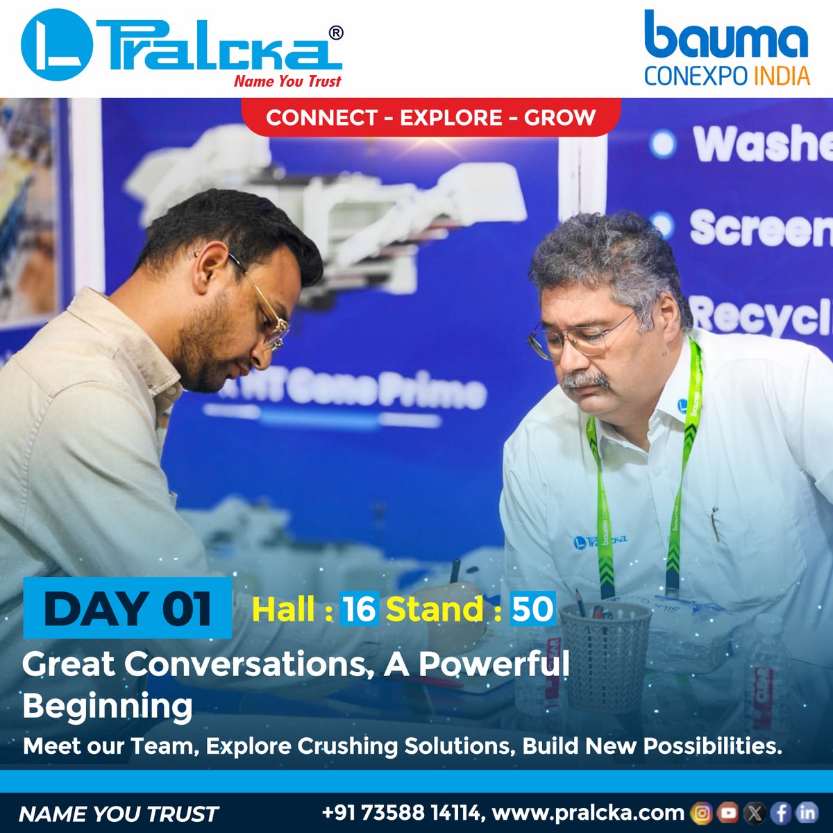 Pralcka's tweet photo. DAY 01 at bauma CONEXPO INDIA 2026 

🚀A strong start with great conversations, valuable connections &amp; exciting opportunities.Visit Pralcka and explore our advanced crushing solutions.

📍 Hall 16 | Stand D50
🌐 https://t.co/tir4ZwwNJj

#Pralcka #BaumaConexpoIndia2026 https://t.co/tfsxOuyBuG