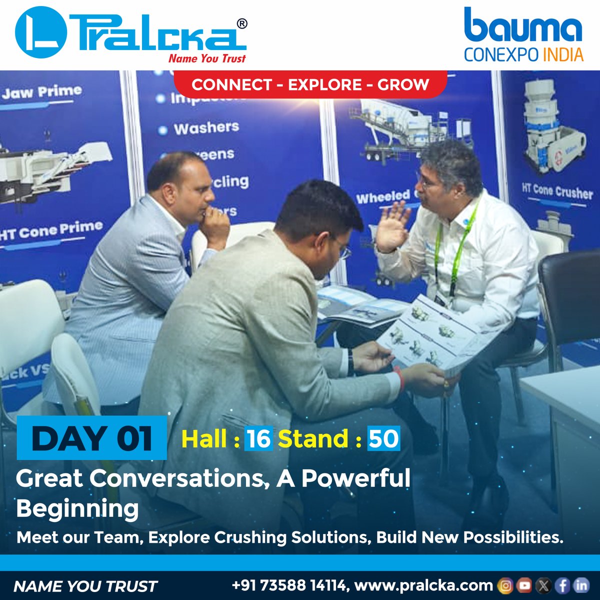 Pralcka's tweet photo. DAY 01 at bauma CONEXPO INDIA 2026 

🚀A strong start with great conversations, valuable connections &amp; exciting opportunities.Visit Pralcka and explore our advanced crushing solutions.

📍 Hall 16 | Stand D50
🌐 https://t.co/tir4ZwwNJj

#Pralcka #BaumaConexpoIndia2026 https://t.co/tfsxOuyBuG
