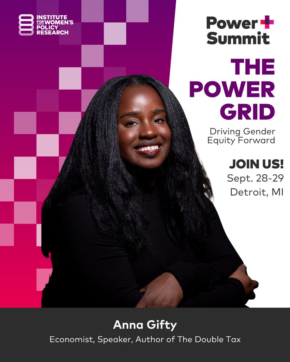 IWPResearch's tweet photo. We are excited to welcome Anna Gifty Opoku-Agyeman to the Power+ Summit! 

Economist, author, and youngest-ever CEDAW Women's Rights Award recipient, she's the mind behind The Double Tax — an LA Times Best Science Book of 2025 unpacking the real cost of inequality for women, especially Black women. Featured in Forbes, Bloomberg, NPR & more. See her live in Detroit! Register today: https://t.co/jF24hF50rv 

#PowerPlusSummit #EconomicJustice #WomenInEconomics