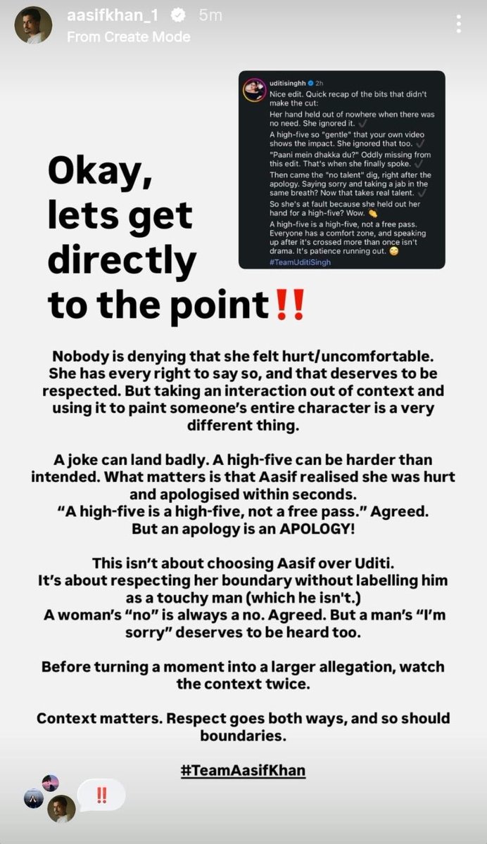 aasifkhan_1's tweet photo. Context matters. Respect goes both ways, and so should boundaries. 
#TeamAasifKhan 

#AasifKhan #BiggBoss20 #BB20 https://t.co/0i37LEXZRH