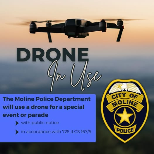 MolinePolice's tweet photo. We will have a drone in use during the @MolineCVSchools Homecoming parade on Friday. https://t.co/odktos2MxT