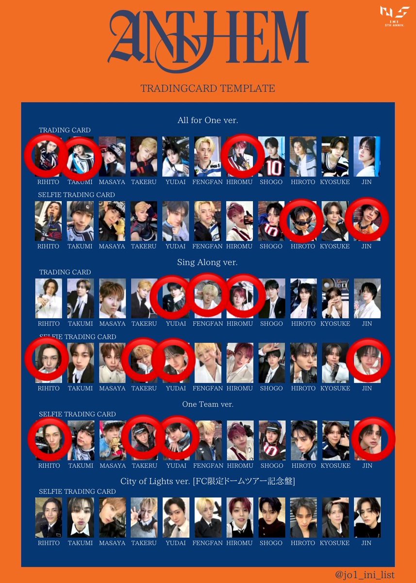 98_trhk's tweet photo. INI ANTHEM  封入 トレカ 交換

【譲】画像⭕️
（池﨑、尾崎、後藤、佐野、フェンファン、髙塚、西、松田)

【求】同種 田島

16日東京ドーム、後日都内or横浜での手渡し交換希望です。
まとめて交換してくださる方優先。

よろしくお願いします。

 #INI交換　#INI求 https://t.co/8cvNF7vscU