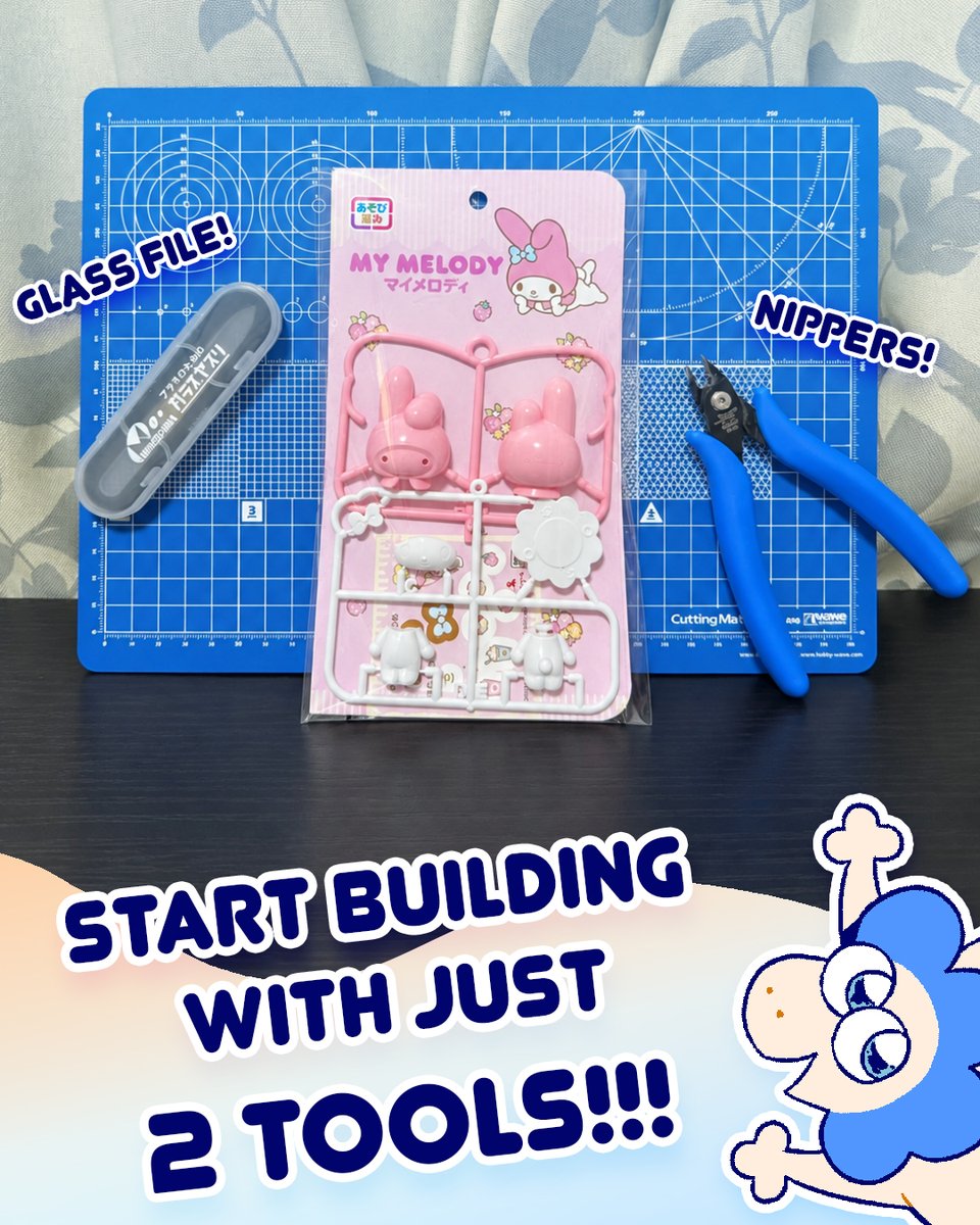 KittoMaru's tweet photo. Want to give building plastic model kits a try?  
You only need two tools to get started!  

✂️ Nippers to cut the parts from the runner  
✨ A glass file to smooth out the nubs  

That’s it! You’re ready to start building!   
Find these tools at https://t.co/wcb37pDXQ5 https://t.co/HFRBfCixzk