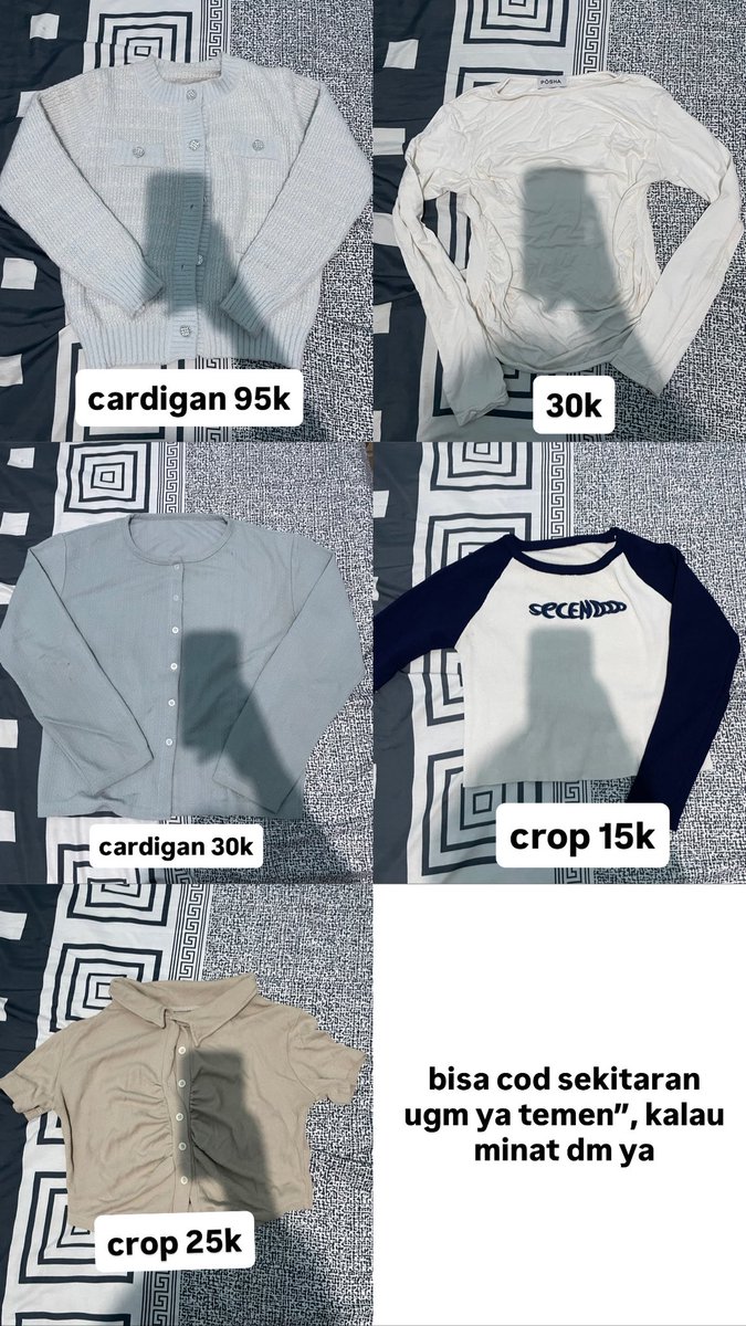 mmaa_yyaaa's tweet photo. mau preloved karna udah pada gamuat di akuu, cek detail bisa dm aku ya, bisa juga cod sekitaran maguwo karna kosku di maguwo🥰

#preloved #zonauang #ugm https://t.co/HM6erciAdx