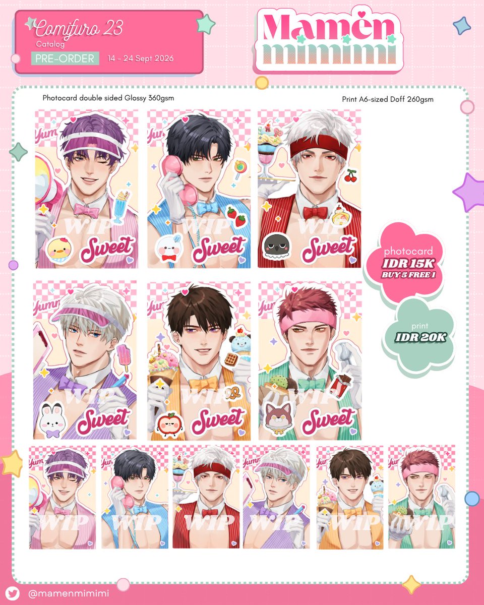 mamenmimimi's tweet photo. 🔃+💕
 please! 🥹

Mamen’s #CF23 Preorder (Pickup &amp; Mailorder) + GA!
✦ 9-13 May 
✦ BOOTH NO TBA (Both days)
✦ PICKUP : https://t.co/GKijJcdx32
✦  MAIL ORDER : https://t.co/gzRXlg0Dlg
✦ LADS HSR ALNST GENSHIN JJK VALORANT

details⬇️
#comifuro23 #CF23catalogue #CF23catalog https://t.co/kTekdUobMl