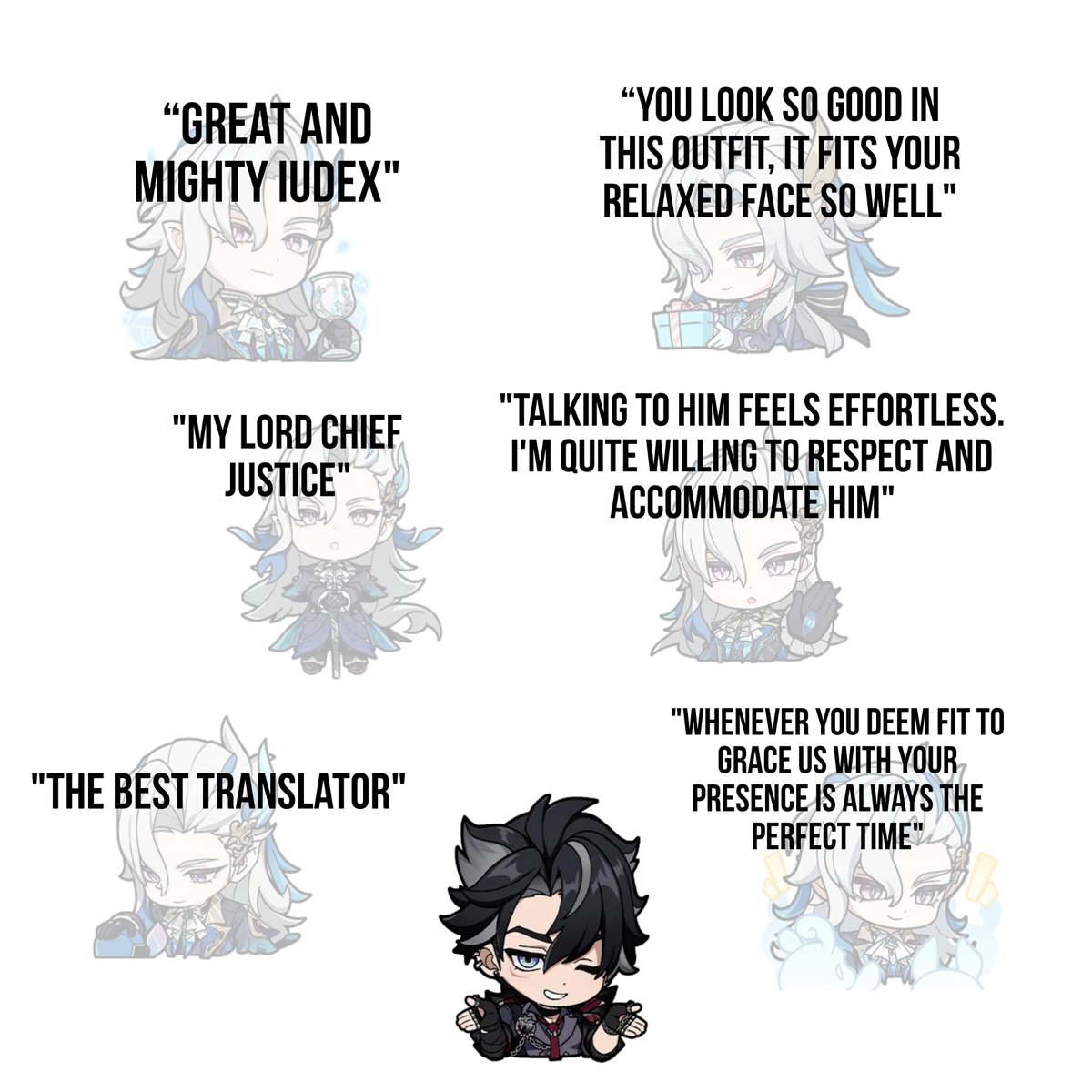jenniee_eva's tweet photo. 👤 — wriothesley, what's your type? 
⛓️—  neuvillette. https://t.co/BL1wClc6n7