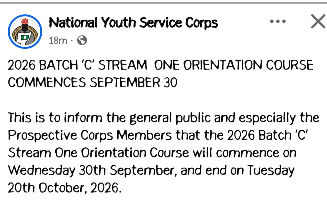 TBOYCOZALINO's tweet photo. Official Important Notice   🔥

2026 Batch 'C' Stream 1 Orientation Course Commences Wednesday 30th September, 2026 and end on the 20th of October, 2026.

Get ready guys 😎💯 https://t.co/WHqzWPHnPM