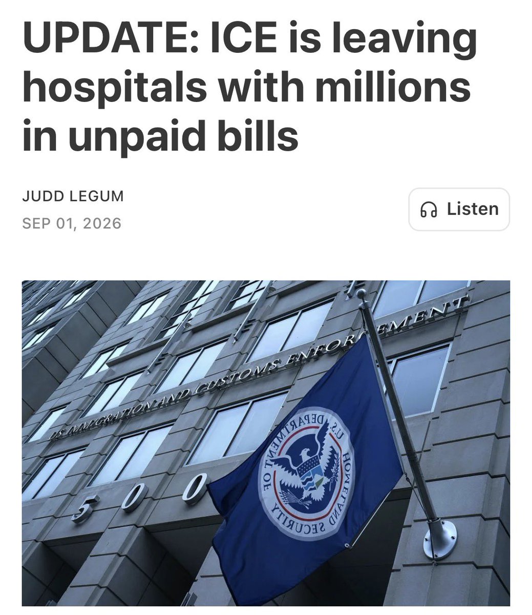 DemsAbroadCan's tweet photo. Trump is known for not paying his bills! 💸
Issues in the Dept of Homeland Security’s medical payment system, ICE has no system to pay for outside medical care for detainees. Providers are not receiving payments into the millions.
#DemsAbroad #StopICE
https://t.co/fkVlcNAnx9 https://t.co/HWxbYXsh3r