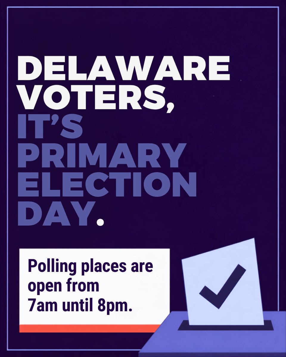 VoteRunLead's tweet photo. Delaware, your ballot is calling. 💅🏾

It’s Primary Election Day, so consider this your sign to vote. Because local elections? What, like it’s hard? 😉

Go make your voice heard. 🗳️ https://t.co/ZLqGlxfv4z
